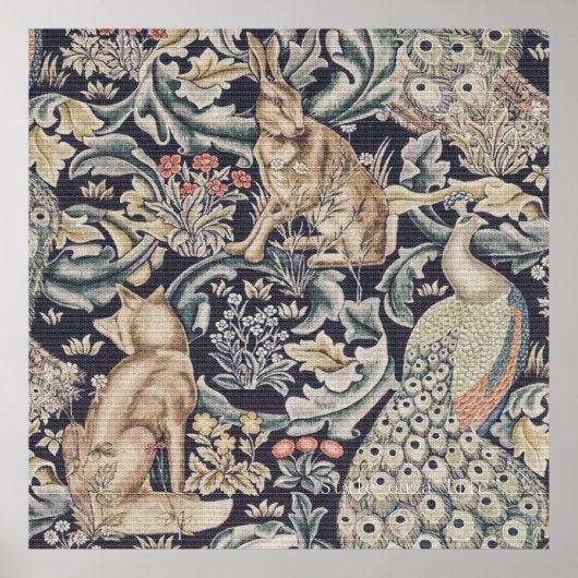 Poster William Morris Rabbit, Peacock et Fox (Devant)