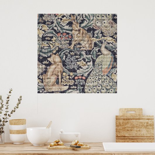 Poster William Morris Rabbit, Peacock et Fox (Cuisine)