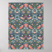 Poster William Morris Strawberry Thief Corail Marine (Devant)