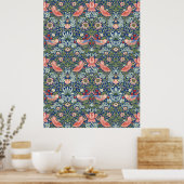 Poster William Morris Strawberry Thief Corail Marine (Cuisine)