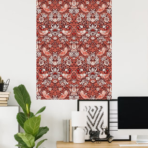 Poster William Morris Strawberry Thief Oiseau en Terracot