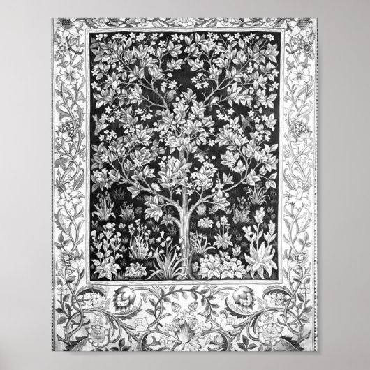 Poster William Morris - Tree Of Life Black And White (Devant)