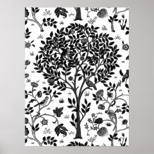 Poster William Morris Tree of Life Pattern, Black & White