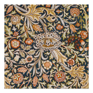Poster William Morris Vintage Trent Motif Floral Bleu
