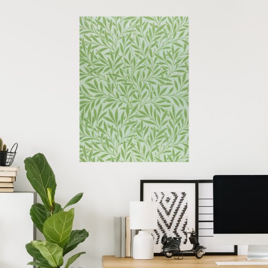 Poster William Morris Willow Flower Classic Green (Bureau à domicile)