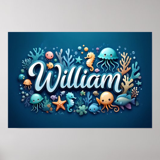 Poster William Ocean Nursery Animaux sous-marins (Devant)