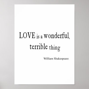 Poster William Shakespeare L'amour est merveilleux et ter