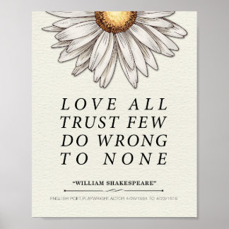 Poster William Shakespeare Love All Cote