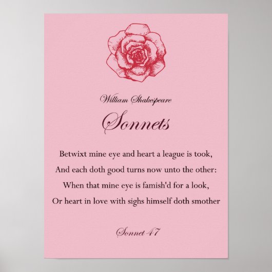 Poster William Shakespeare Sonnets quotation (Devant)