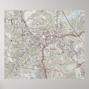 Poster Williamsburg VA Map (1981) Colonial Virginia City