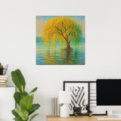 Poster Willow in Water - Peinture Pastel Style Nature Art (Bureau à domicile)