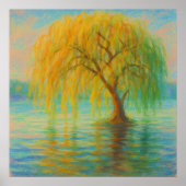Poster Willow in Water - Peinture Pastel Style Nature Art (Devant)