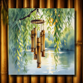 Poster Willow plumant, Windchimes et lac