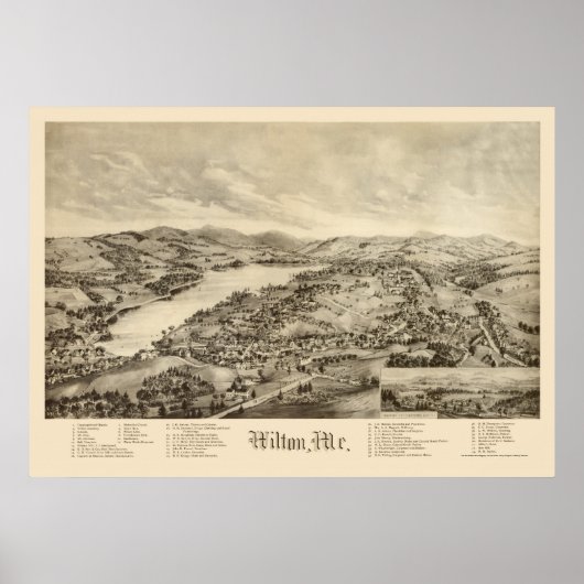 Poster Wilton, ME Carte panoramique - 1895 (Devant)