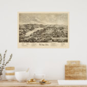 Poster Wilton, ME Carte panoramique - 1895 (Cuisine)