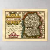 Poster Wiltshire Comté Angleterre Ancien Atlas Carte (Devant)