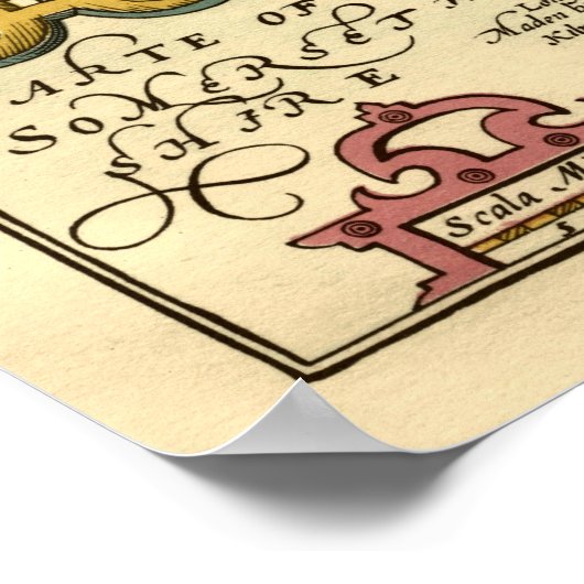 Poster Wiltshire Comté Angleterre Ancien Atlas Carte (Coin)