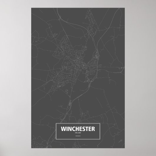 Poster Winchester, Angleterre (blanc sur noir) (Devant)