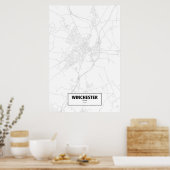 Poster Winchester, Angleterre (noir sur blanc) (Cuisine)