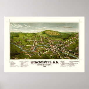 Poster Winchester, carte panoramique de NH - 1887