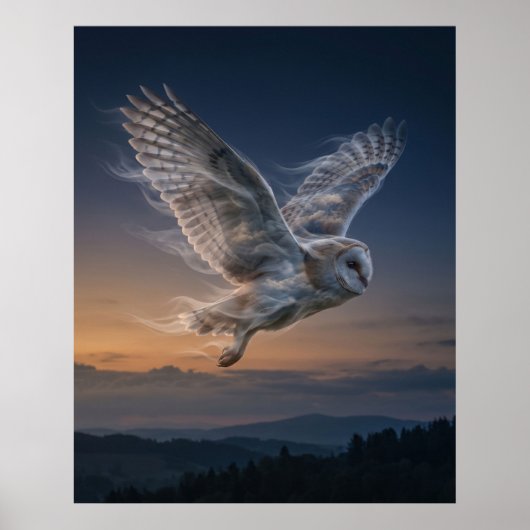 Poster Wind Owl Twilight Sky (Devant)