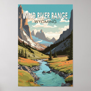 Poster Wind River Range Wyoming Travel Art Vintage