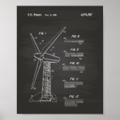 Poster Wind Turbine Rotor 1990 Patent Art Chalkboard (Devant)
