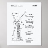 Poster Wind Turbine Rotor 1990 Patent Art White Paper (Devant)