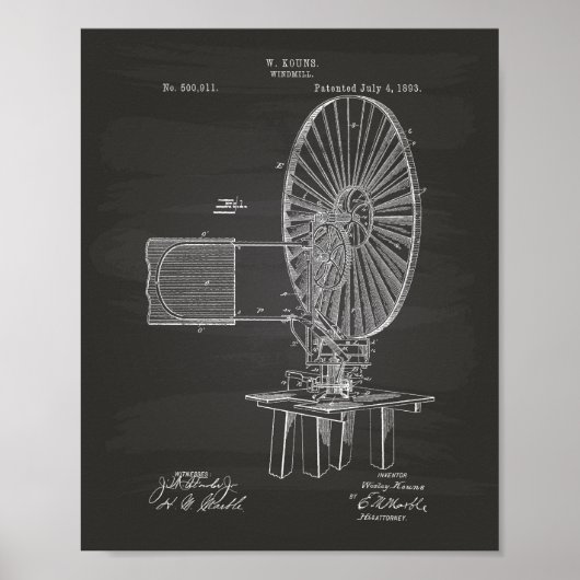 Poster Windmill 1893 Patent Art Chalkboard (Devant)
