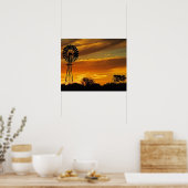 Poster Windmill et Sunset, William Creek, Oodnadatta (Cuisine)