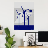 Poster Windmill Surise Grey - Siemens Wind Power (Bureau à domicile)