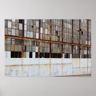 Poster Windows cassé dans un entrepôt abandonné d'usine