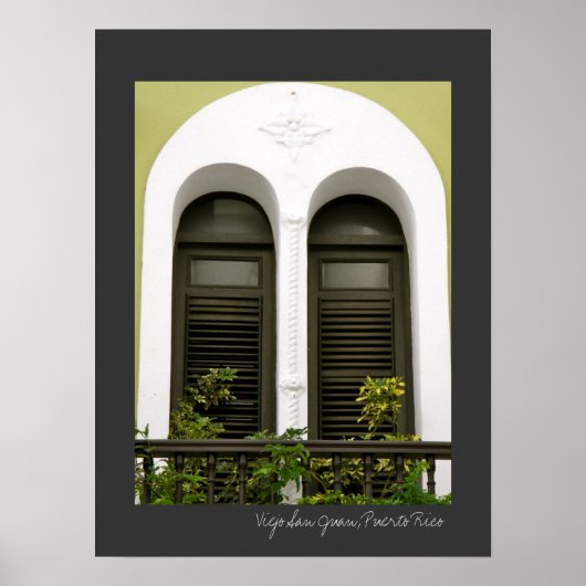 Poster Windows d'architecture espagnole verte Porto Rico (Devant)