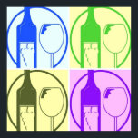 Poster Wine Bottle and Glass Pop Art<br><div class="desc">cool wine bottles and wine glasses pop art design</div>