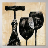 Poster Wine Bottle with Two Glasses (Devant)