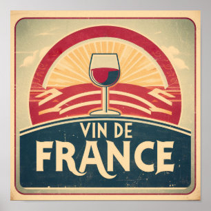 Poster wine, France, french, vintage, red wine