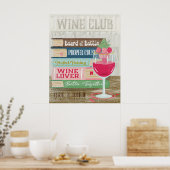 Poster Wine Glass Livre Stack Wine Club Library (Cuisine)