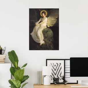 Poster Winged Figure Seated Upon a Rock by Abbott Thayer
