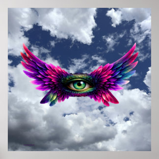 Poster Winged Protection Eye – Surreal Intention Art Post
