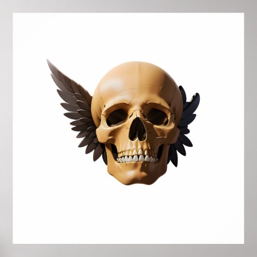 Poster Winged Skull Symbolizing Mortality and Freedom (Devant)