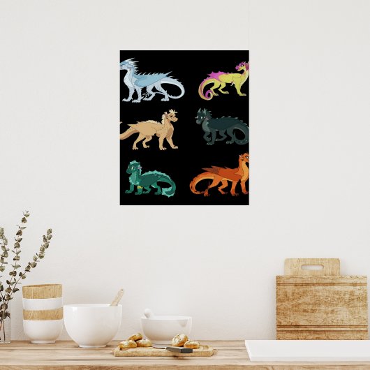 Poster Wings feu set autocollant dragon classique (Cuisine)