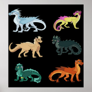 Poster Wings feu set autocollant dragon classique