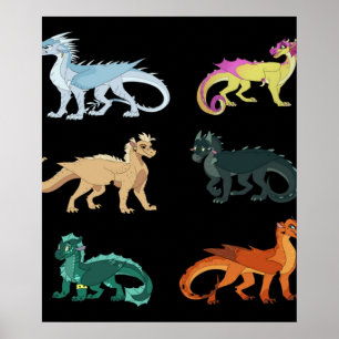 Poster Wings fire set sticker dragon classic