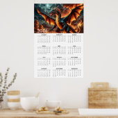 Poster Wings of Flame: 2026 Mythical Dragon Calendar (Cuisine)