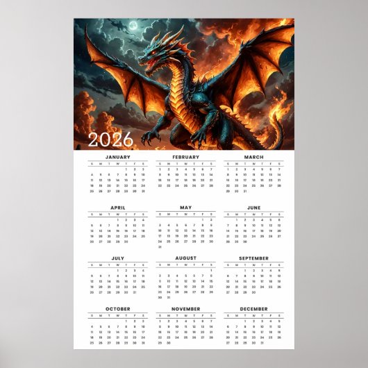 Poster Wings of Flame: 2026 Mythical Dragon Calendar (Devant)