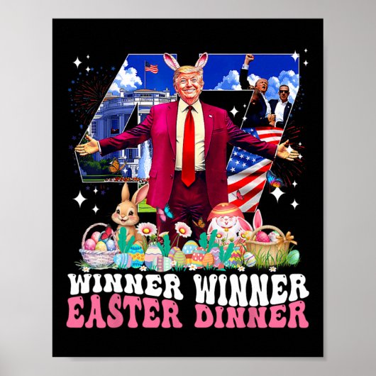 Poster Winner Easter Dinner Trump Bunny Hunt Eggs Happy E (Devant)