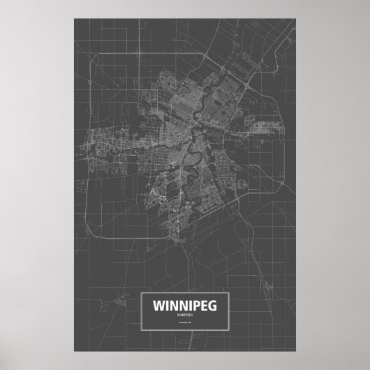 Poster Winnipeg (Manitoba) (blanc sur noir) (Devant)
