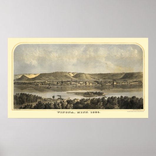 Poster Winona County, MN Carte panoramique - 1867 (Devant)