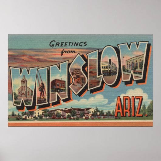 Poster Winslow, Arizona - Scènes de grandes lettres (Devant)