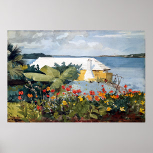 Poster Winslow Homer Flower Garden and Bungalow, Bermudes